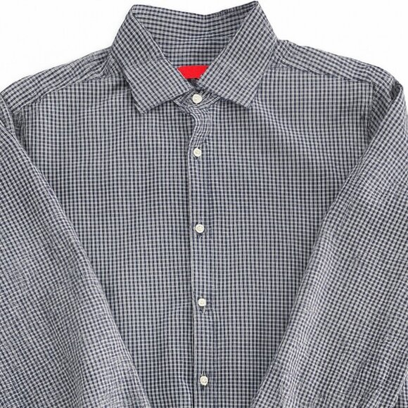 Isaia Napoli Navy Seersucker Dress Shirt | Sz 16.5 (Tailored to 16) - Picture 2 of 4